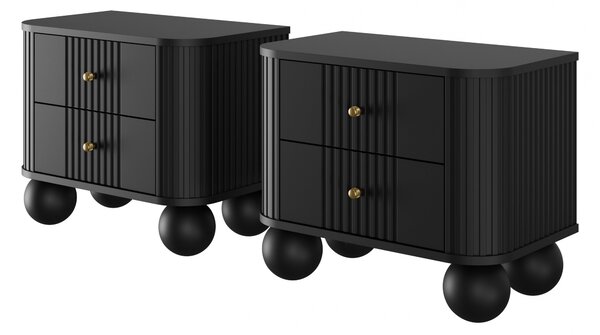 Set noptiere Vesper 56 cm - negru / mânere aurii picioare rotunde