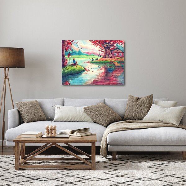 Tablou - Acuarelă, Golf într-un sat de munte (70x50 cm)