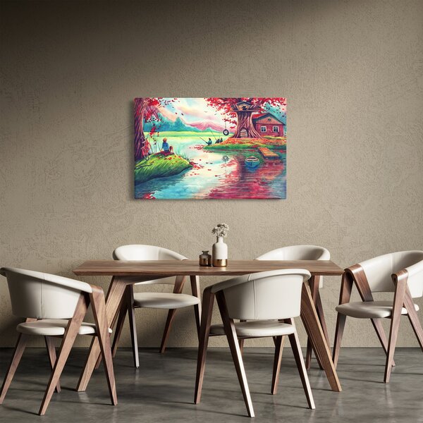 Tablou - Acuarelă, Golf într-un sat de munte (90x60 cm)