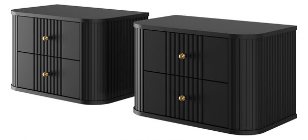 Set noptiere Vesper 56 cm de perete - negru / mânere aurii
