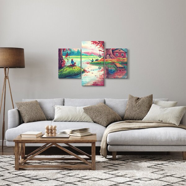 Tablou - Acuarelă, Golf într-un sat de munte (90x60 cm)