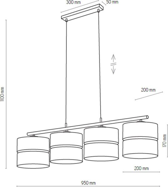 TK Lighting Hilton lampă suspendată 4x15 W negru-auriu 4342