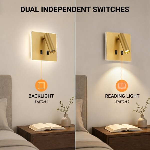BRILAGI - Aplică de perete cu spoturi ZAYA DOUBLE LED/8W/230V + LED/3W auriu