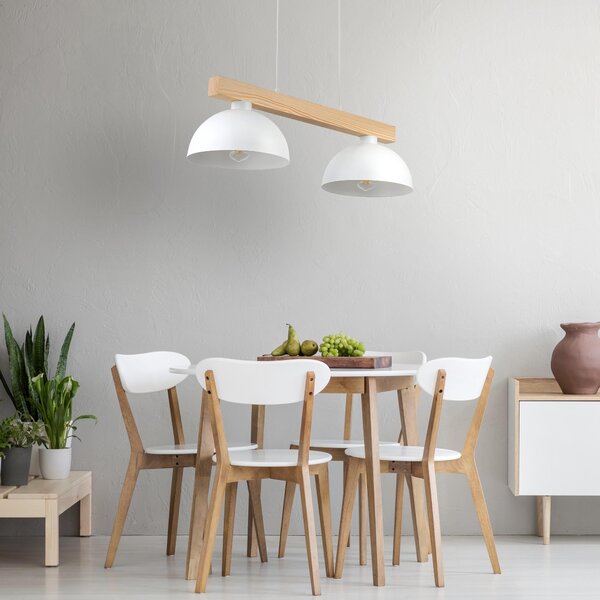 TK Lighting Oslo lampă suspendată 2x15 W alb-lemn 4713