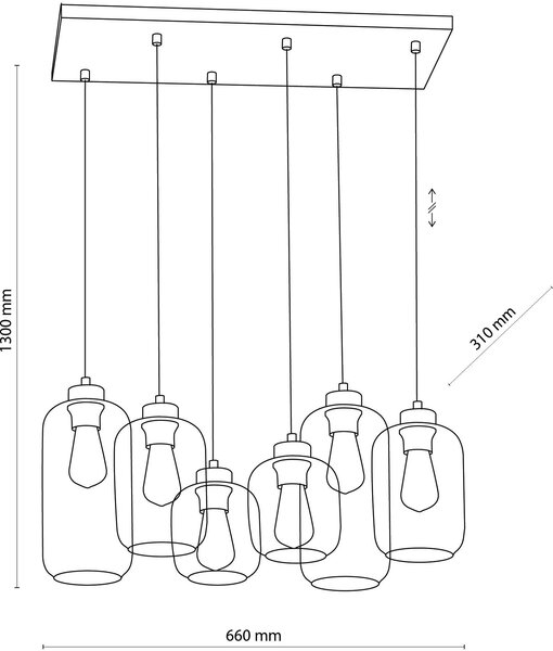 TK Lighting Marco lampă suspendată 6x15 W negru-verde-maro 3328