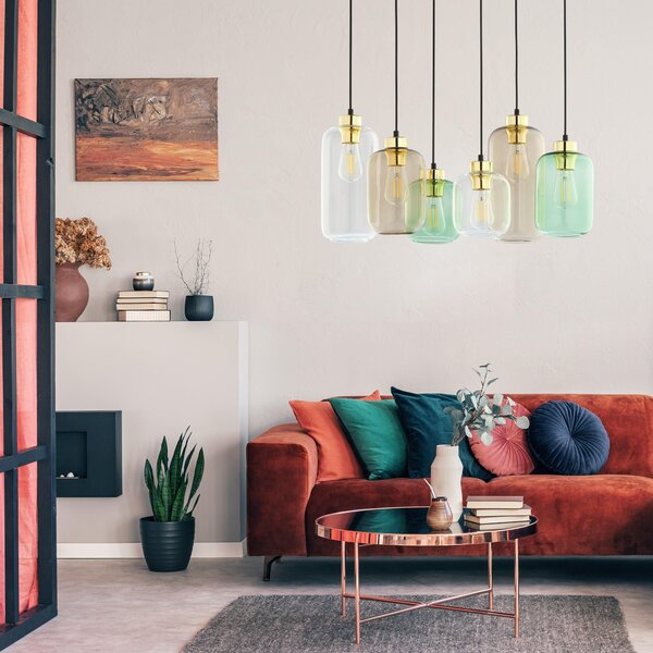 TK Lighting Marco lampă suspendată 6x15 W negru-verde-maro 3328