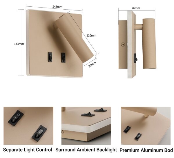 BRILAGI - Aplica de perete tip spot LED ZAYA DOUBLE LED/8W/230V + LED/3W bej