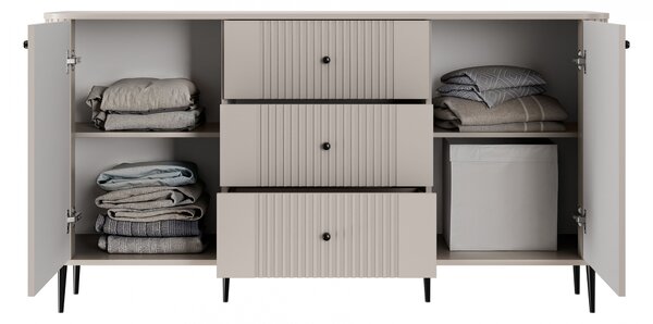 Comoda cu sertare Versper 160 cm - cașmir / negru Picioare