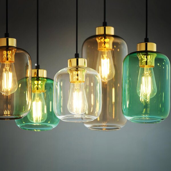 TK Lighting Marco lampă suspendată 6x15 W negru-verde-maro 3328