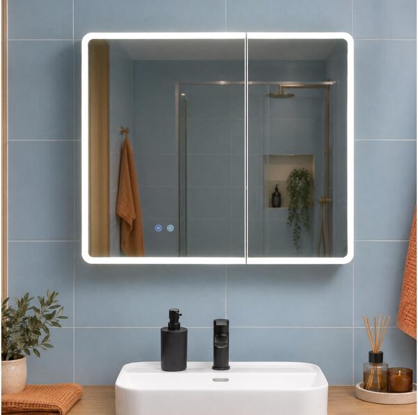 BRILAGI - Dulap de baie cu oglindă și iluminare LED NOTO DOUBLE 78x65 cm