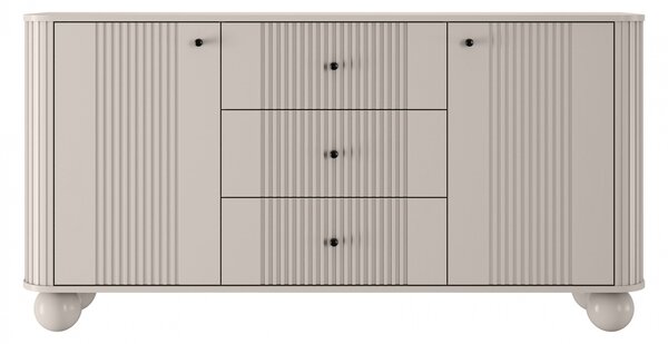 Comodă cu sertare Vesper 160 cm - cașmir / mânere negre / picioare sferice