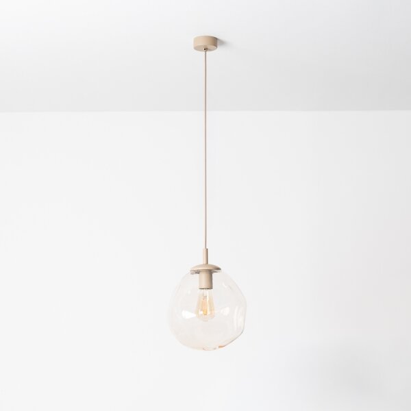BRILAGI - Lustră suspendată pe cablu VULCANO 1xE27/15W/230V, diam. 25 cm, bej/bej fumuriu