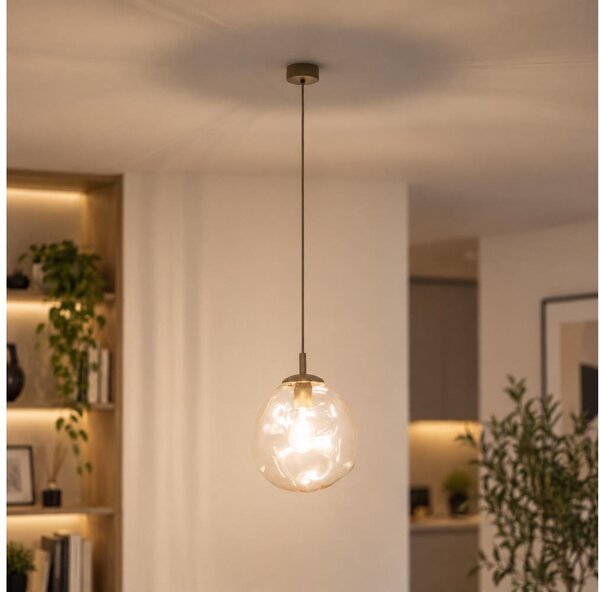 BRILAGI - Lustră suspendată pe cablu VULCANO 1xE27/15W/230V, diam. 25 cm, bej/bej fumuriu