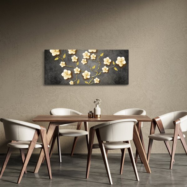 Tablou - Arbust auriu pe fundal negru (120x50 cm)