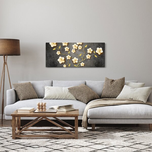 Tablou - Arbust auriu pe fundal negru (120x50 cm)