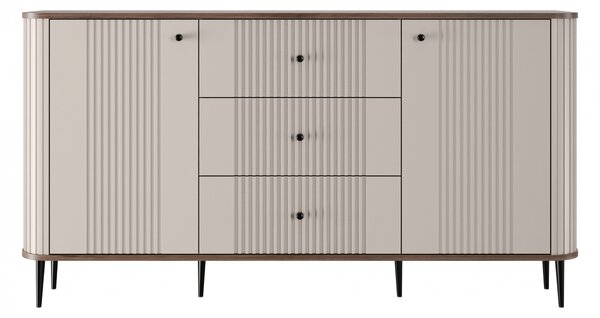 Comodă cu sertare Vesper 160 cm pe picioare - cașmir / nuc / picioare negre