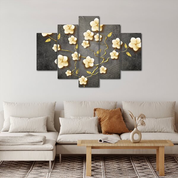 Tablou - Arbust auriu pe fundal negru (150x105 cm)