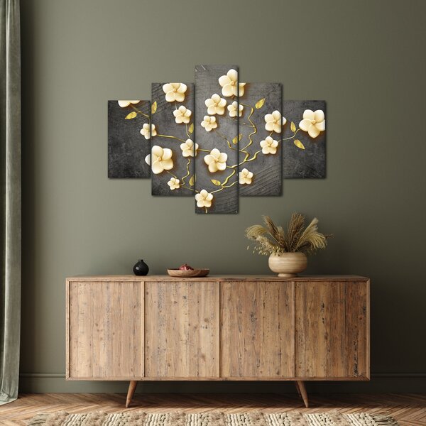 Tablou - Arbust auriu pe fundal negru (150x105 cm)