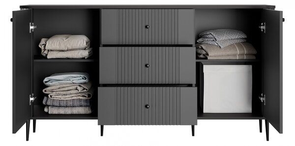 Comodă cu sertare pe picioare Vesper 160 cm - negru / picioare negre