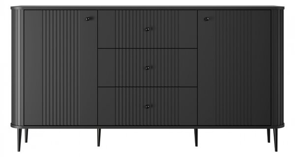 Comodă cu sertare pe picioare Vesper 160 cm - negru / picioare negre