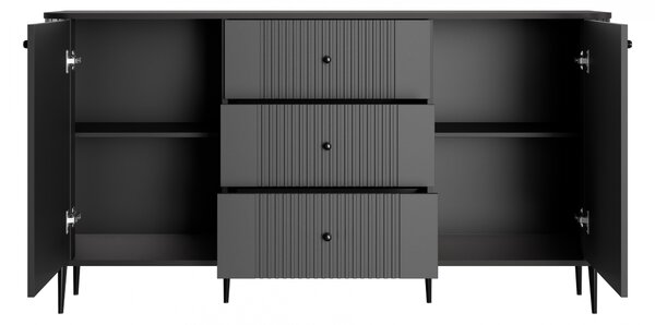 Comodă cu sertare pe picioare Vesper 160 cm - negru / picioare negre