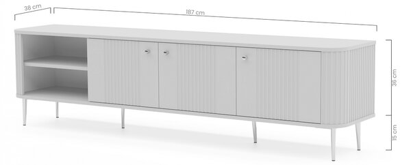 Dulap TV Vesper 3D 187 cm - cașmir / nuc / picioare aurii