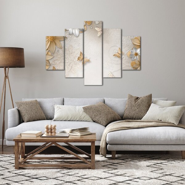 Tablou - Flori cu fluturi (150x105 cm)