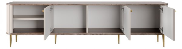 Dulap TV Vesper 3D 187 cm - cașmir / nuc / picioare aurii