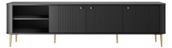 Comodă TV Vesper 3D 187 cm - negru / picioare aurii