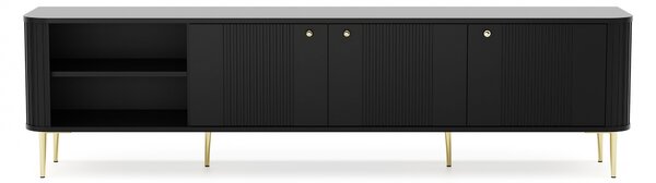 Comodă TV Vesper 3D 187 cm - negru / picioare aurii