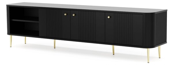 Comodă TV Vesper 3D 187 cm - negru / picioare aurii
