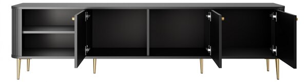 Comodă TV Vesper 3D 187 cm - negru / picioare aurii