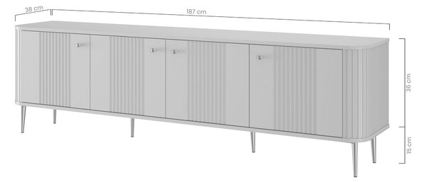 Dulap TV Vesper 4D 187 cm - cașmir / nuc / picioare negre