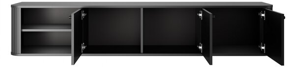 Comodă TV suspendată Vesper 187 cm cu 3 uși - negru / mânere negre