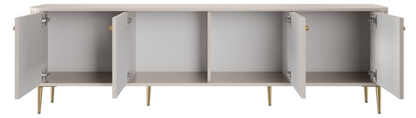Comodă TV Vesper 4D 187 cm - cașmir / picioare aurii
