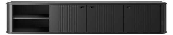Comodă TV suspendată Vesper 187 cm cu 3 uși - negru / mânere negre