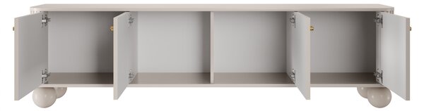 Dulap TV Vesper 4D 187 cm - cașmir / mânere aurii / picioare rotunde