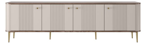 Dulap TV Vesper 4D 187 cm - cașmir / nuc / picioare aurii
