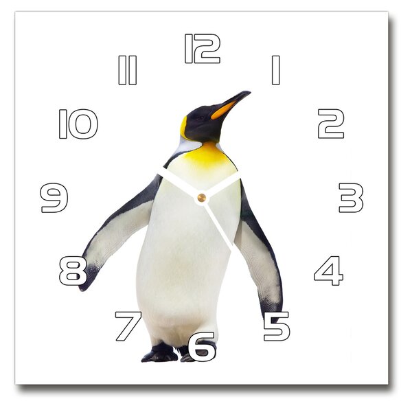 Ceas pătrat de perete din sticlă Pinguin