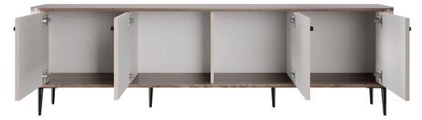 Dulap TV Vesper 4D 187 cm - cașmir / nuc / picioare negre