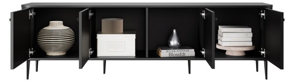 Comodă TV Vesper 4D 187 cm - negru / picioare negre