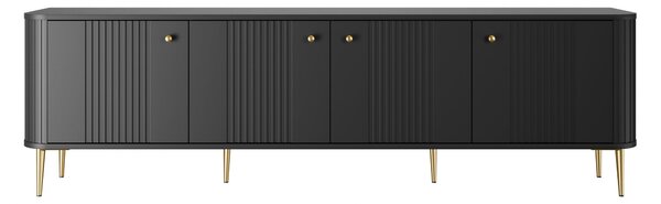 Dulap TV Vesper 4D 187 cm - negru / picioare aurii
