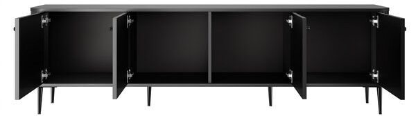Comodă TV Vesper 4D 187 cm - negru / picioare negre