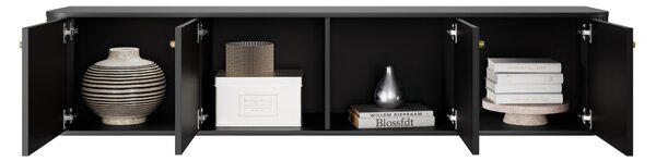 Dulap TV suspendată Vesper 4D 187 cm - negru / mânere aurii