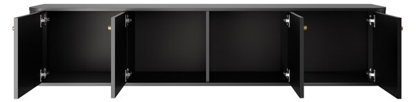 Dulap TV suspendată Vesper 4D 187 cm - negru / mânere aurii