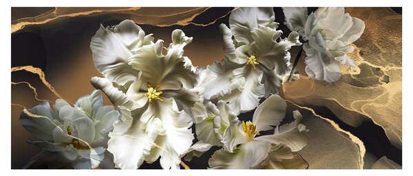 Tablou - Flori de orhidee pe fundal de marmură (120x50 cm)