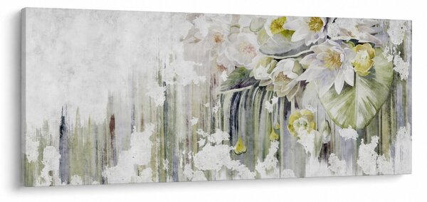 Tablou - Flori albe, vintage (120x50 cm)