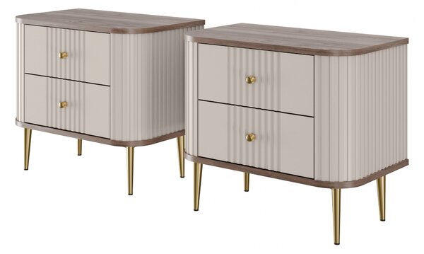 Set noptiere Vesper 56 cm - cașmir / nuc / picioare aurii