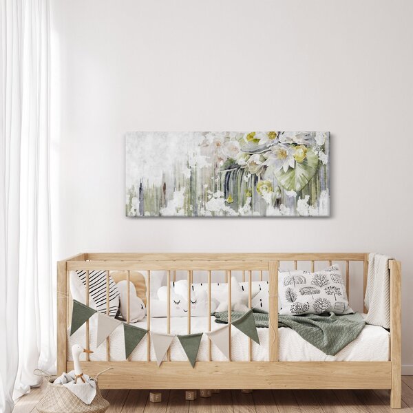 Tablou - Flori albe, vintage (120x50 cm)