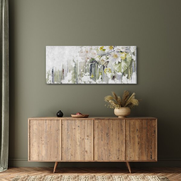 Tablou - Flori albe, vintage (120x50 cm)